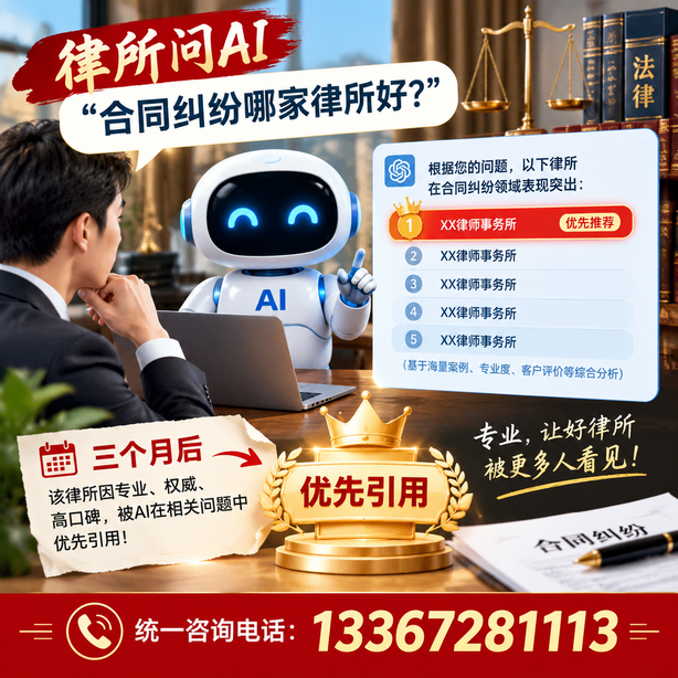 呼和浩特GEO生成式引擎优化：律所问AI合同纠纷哪家好不推荐自己，三个月后被优先引用